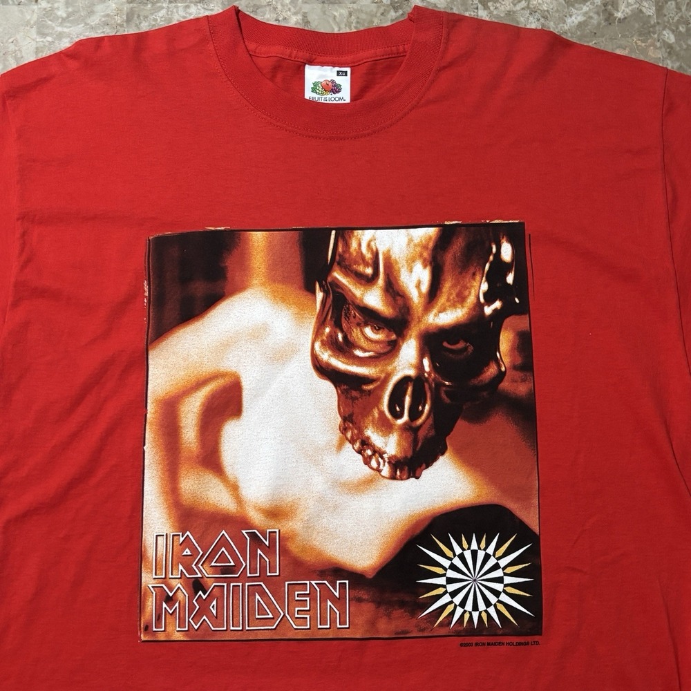 Vintage Iron Maiden Shirt Mens XL Red Dance Of Death World Tour 2003 Euro Skull